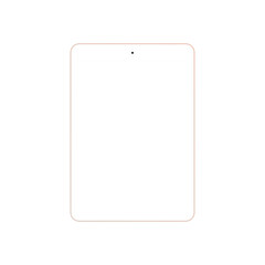 Modern black tablet computer with blank horizontal screen isolated on white background. PNG.