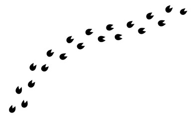 Hoofprints leg touch stamp line set. Flat dark black ink hand drawn footprint hooves retro art etch contour comic style. Vector illustration