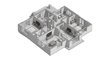 AutoCAD House Plan Vector Illustration – Building Project for Construction Industry Background AI EPS PNG JPEG
