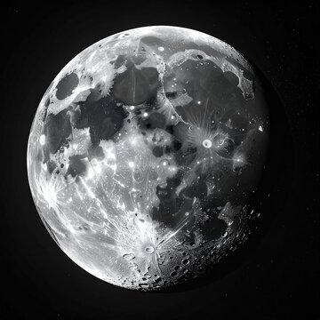 Detailed grayscale image of a waxing gibbous moon