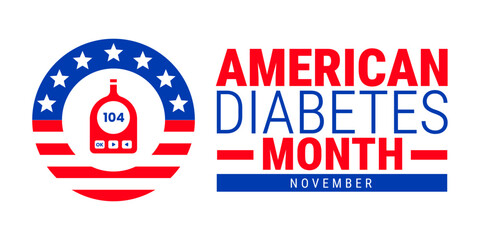 american diabetes month background, banner, card or poster design template is observed every year during November, to raise awareness about the mission. Vector illustration.