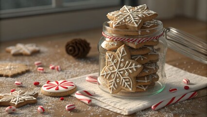 Baking holiday cookies cozy kitchen food photography festive atmosphere close-up view sweet treats for celebrations