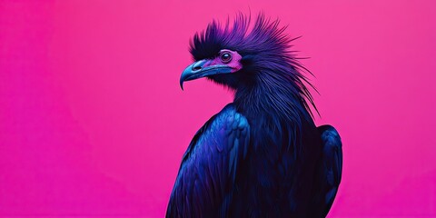 Obraz premium Striking Blue Bird on Pink Background