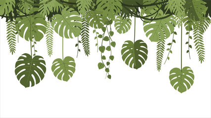 Jungle Canopy Frame with Palm Leaves and Monstera Header © Bhaskara.Nata Studio