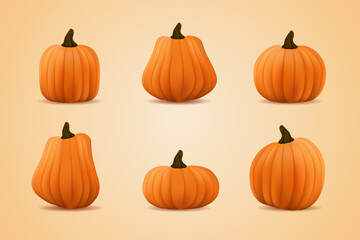 realistic halloween pumpkin collection spooky cartoon illustration