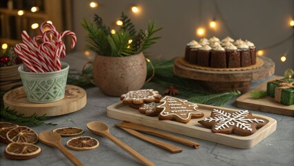 Festive baking event gingerbread cookies cozy kitchen food photography holiday spirit close-up view seasonal delights