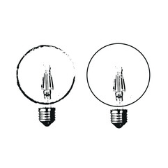 Lightbulb Icon Set. Bulb lamp icon in thin flat style. Electric lamp, light, innovation. Idea light bulb icon vector illustration.