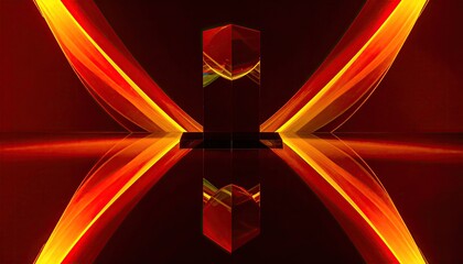 Red prism award, backlit by vibrant light