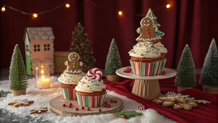 Festive cupcake decoration event cozy kitchen food photography warm atmosphere close-up holiday spirit