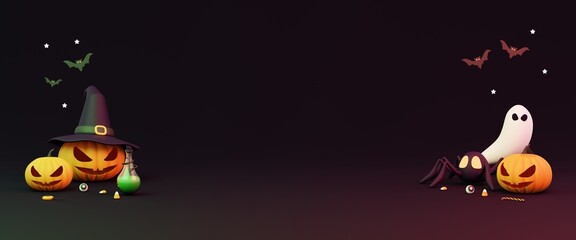 3d halloween pumpkin and stone podium pedestal product display for promotion discount sale