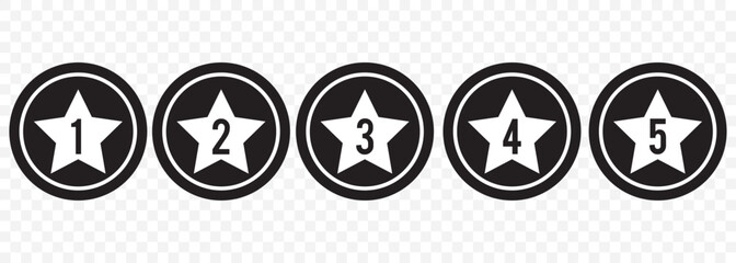 5 Star Rating Icons Set &ndash; Customer Review and Feedback Badges on Transparent background. EPS 10.