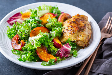 Roast chicken and fresh vegetable salad