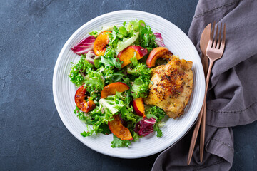 Roast chicken and fresh vegetable salad
