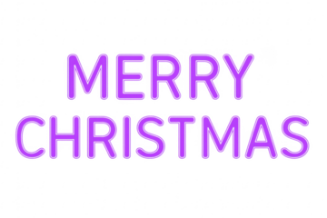 Merry christmas purple neon sign greeting transparent background