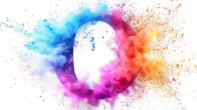 A vibrant and colorful representation of the letter O, created using powders of different hues