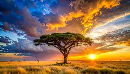 Dramatic sunset over savanna (1)