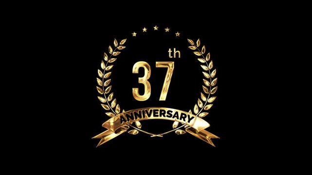 37th Anniversary Celebration. Golden 37 Year Anniversary Animation