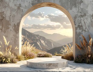 Empty pedestal, mountain view