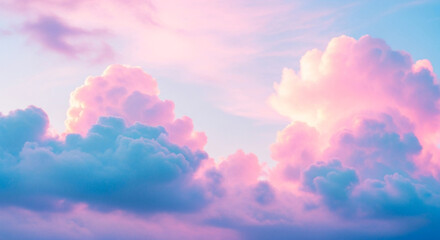 Dreamy pastel clouds glow with soft pink and blue hues during a magical sunset, inspiring wonder and tranquility for your next project.