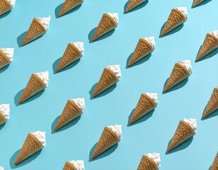 Ice cream cones in a perfect grid pattern