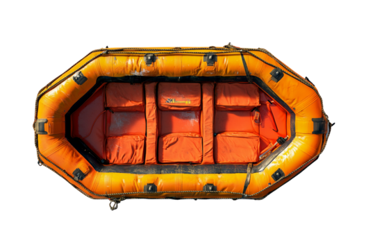 Life raft with visible compartments illustration isolated on transparent background