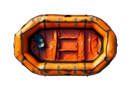 Emergency raft closeup isolated on transparent background