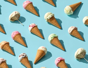 Ice cream cones in a geometric pattern