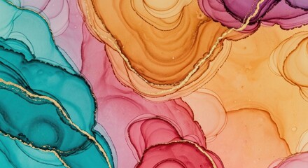 Abstract fluid art with swirling colors and gold accents (1)