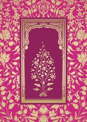wedding card design, paisley floral pattern , India	