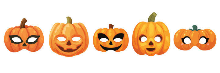A set of cute halloween pumpkin masks for halloween costume dress up