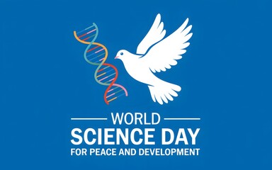 Fototapeta premium World science day dove and dna symbol for peace and development