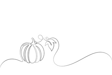 Abstract Pumpkin for Halloween Continuous One Line Drawing. one line art vector illustration.