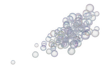 Cluster of translucent spheres isolated on transparent background