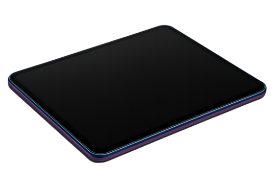 Sleek Tablet Device: A minimalist, high-angle shot showcases a dark, modern tablet with clean lines and a subtly textured surface, suggesting cutting-edge technology and effortless user experience.