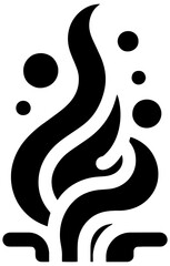 Dynamic black flame rising with bubbles, a bold and modern element for design projects and concepts