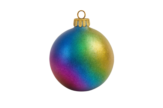 Festive Ornament: A vibrant Christmas ornament hangs, radiating holiday cheer with its colorful gradient and classic design. - Powered by Adobe