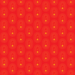 Bright red Repeating Pattern With Yellow Flame Motifs For Wallpaper, Textile and Background Design