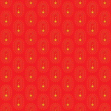 Bright red Repeating Pattern With Yellow Flame Motifs For Wallpaper, Textile and Background Design