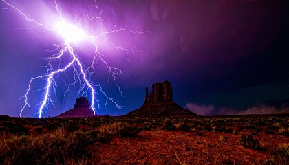 Lightning illuminates the rugged beauty of nature.  
