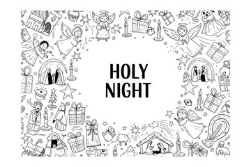 Obraz premium Holy night celebration illustrative christmas theme festive environment creative viewpoint. Vector illustration