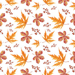 Seamless pattern with autumn leaves. Vector illustration