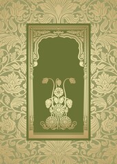 water lily, wedding card design, royal India	