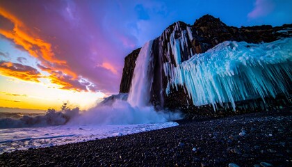 A captivating interplay of ice, water, and sound.  