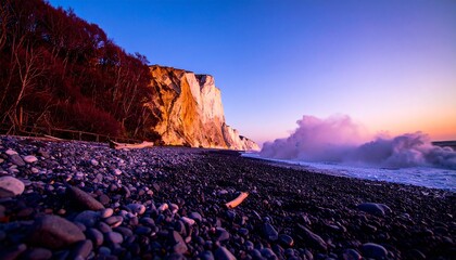 The crashing waves create a dynamic rhythm.  