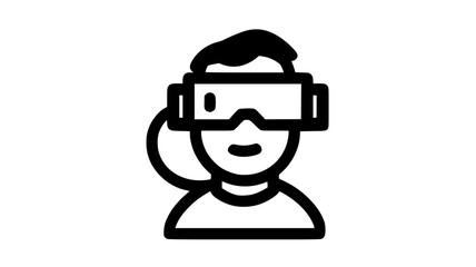 a man wearing virtual reality glassesapp, avatar, flat, goggles, icon, illustration, man, symbol, vector icon, wear, web 