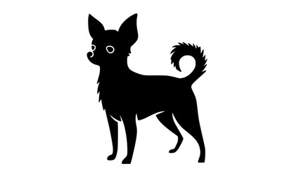 a black silhouette of a chihuahua dog on a plain transparent backgroundblack, chihuahua, dog, illustration, pet, profile, stand, tail 