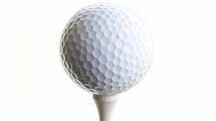 Close-up View of a Single Golf Ball on a Tee Against a Bright Background Showcasing Textured Surface and Dimples for Sports Photography
