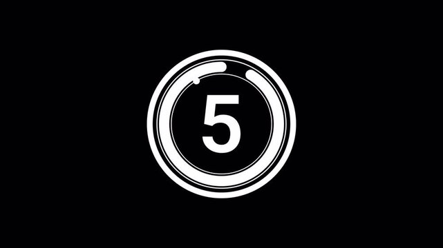 Clean 10 Second Countdown Timer with White Numbers and Circular Progress Bar on Black Background
