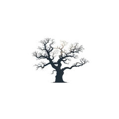Obraz premium A leafless tree stands alone in this illustration, showcasing its bare branches against a neutral background.