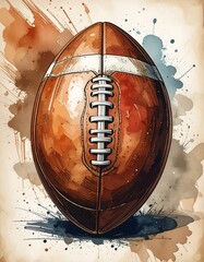 Football illustration with watercolor effect